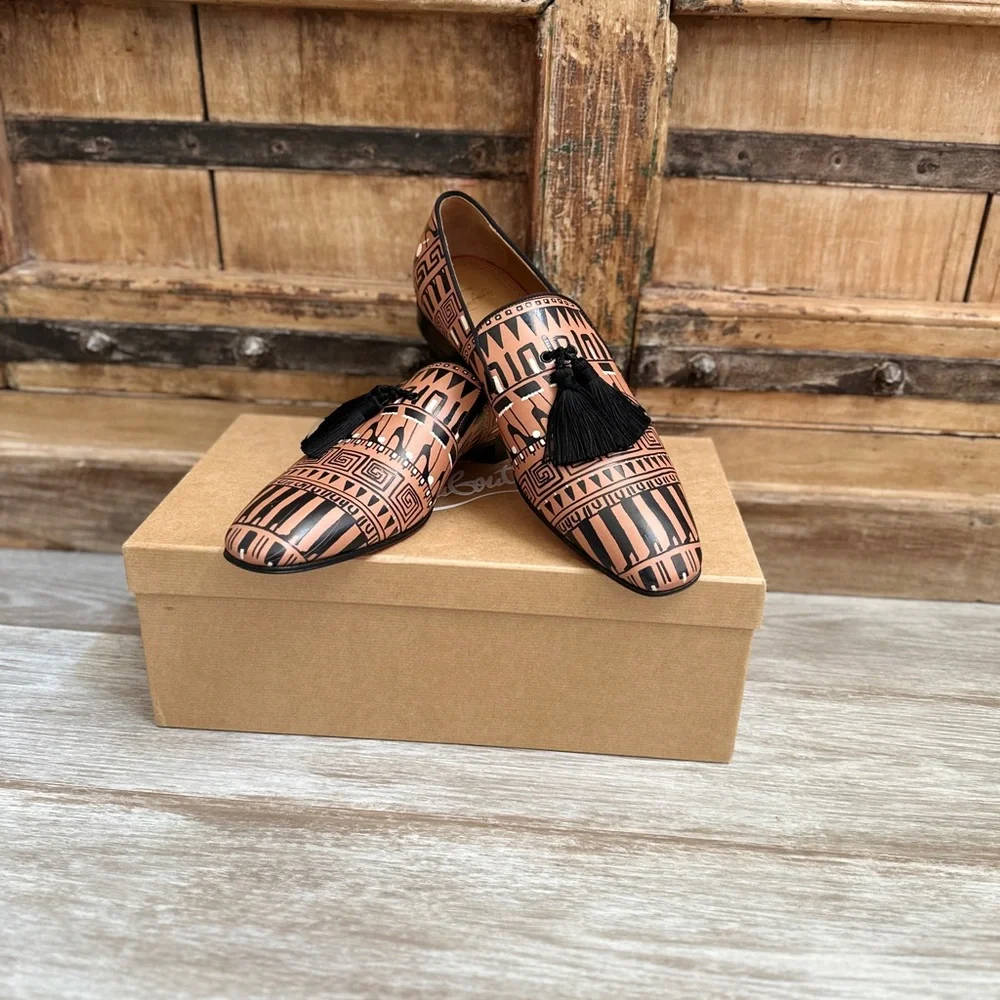 Christian Louboutin Copper and Black Tassel Loafers - Picture 1 of 10